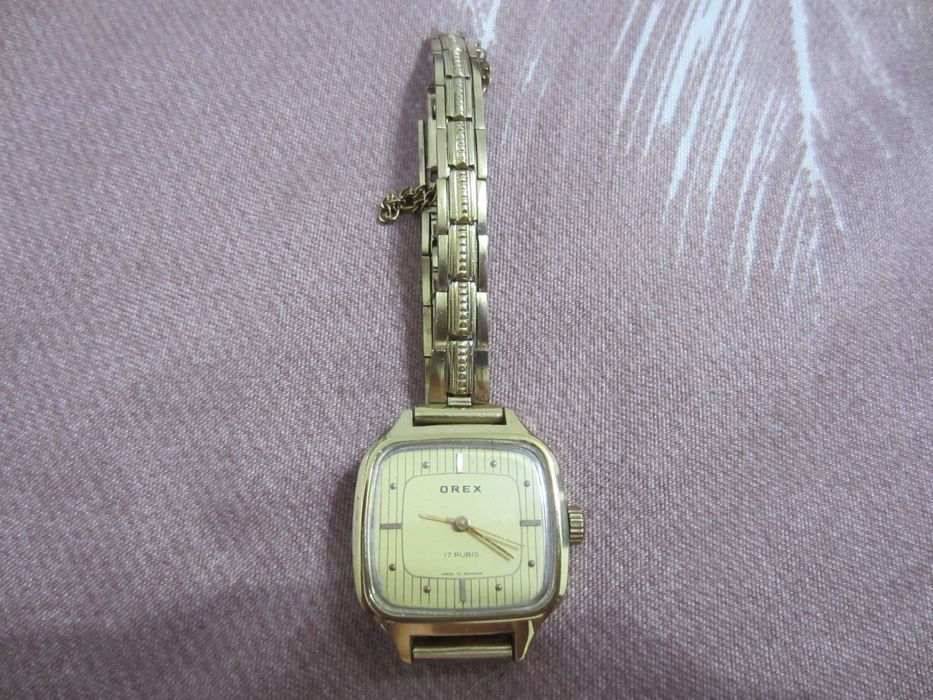 Ceas vintage mecanic dama OREX 17 Rubine,elegant, placat cu aur