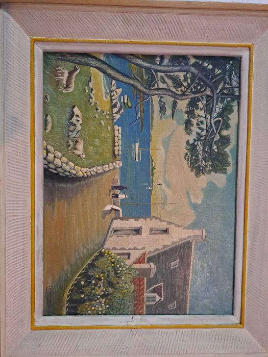 tablou vechi pictura pe panza 51/41 cm semnat Le Lorrain