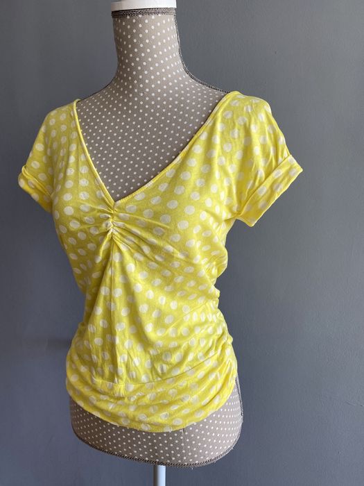 Bluza/tricou/top Zara galben cu buline albe, spatele gol, mărimea M