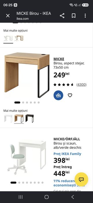 Birou Micke ikea aspect stejar cu extensie