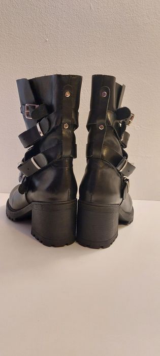 Botine cizme  ghete 36 piele naturala negre