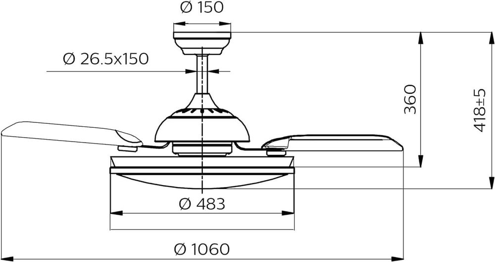 Таванен вентилатор Philips LED Atlas 28W