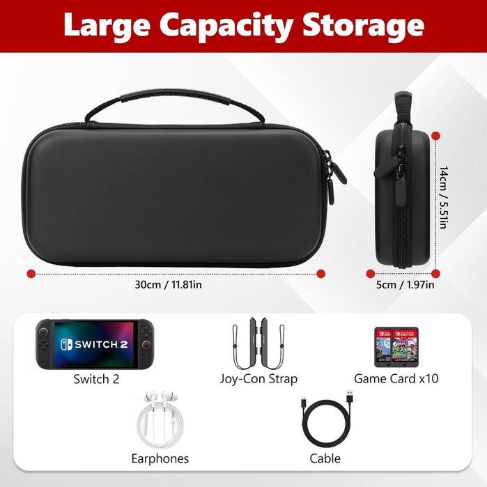 Husa Nintendo Switch 2 Hard Case cu 10 sloturi jocuri