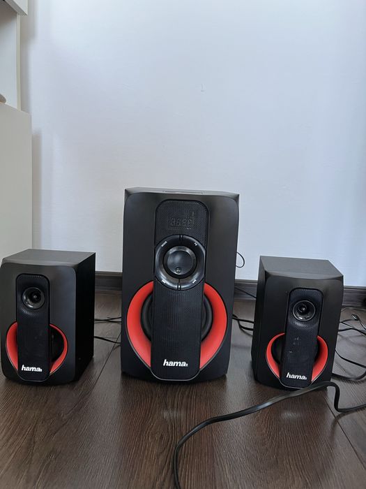 Boxe Hama 2.1 PR-2180, 80W, Negru/Rosu