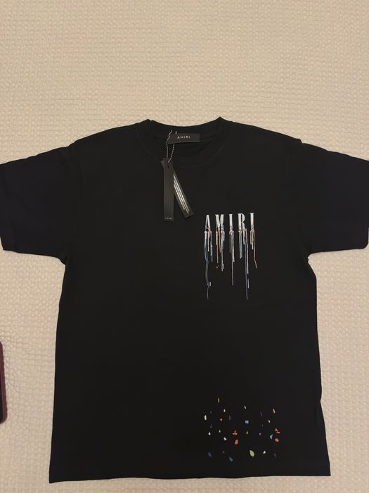 Amiri Splash Colors Black T-Shirt