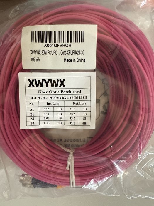 Cablu patch fibră optică 30m OM2/OM3/OM4 DX LSZH 3.0mm,duplex,ST FC SC