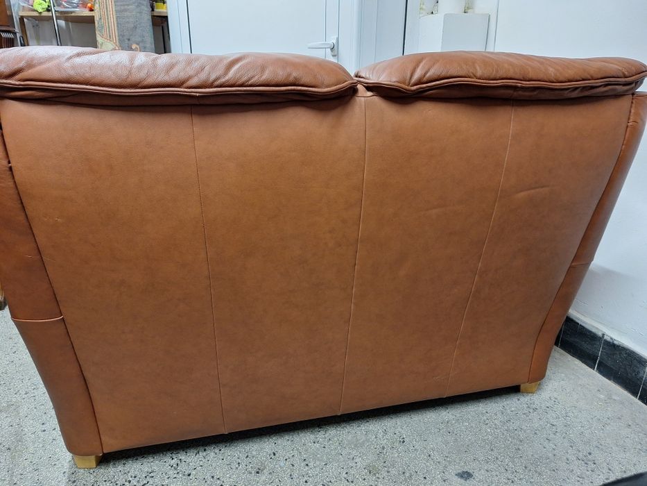 Диван двойка естествена кожа