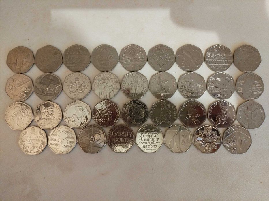 Английски Монети 50 Английски Пенса,Най-Редките, Юбилейни, Колекционерски, Скъпи Монети