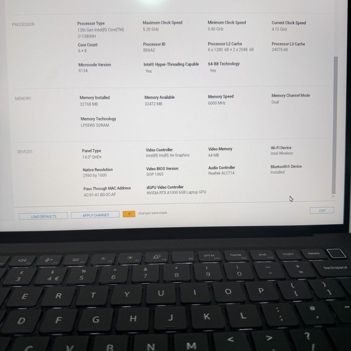DELL Precision 5480/QHD+ Touch 2.5K/i7-13800H/32GB DDR5/RTX A1000 6GB/512GB
