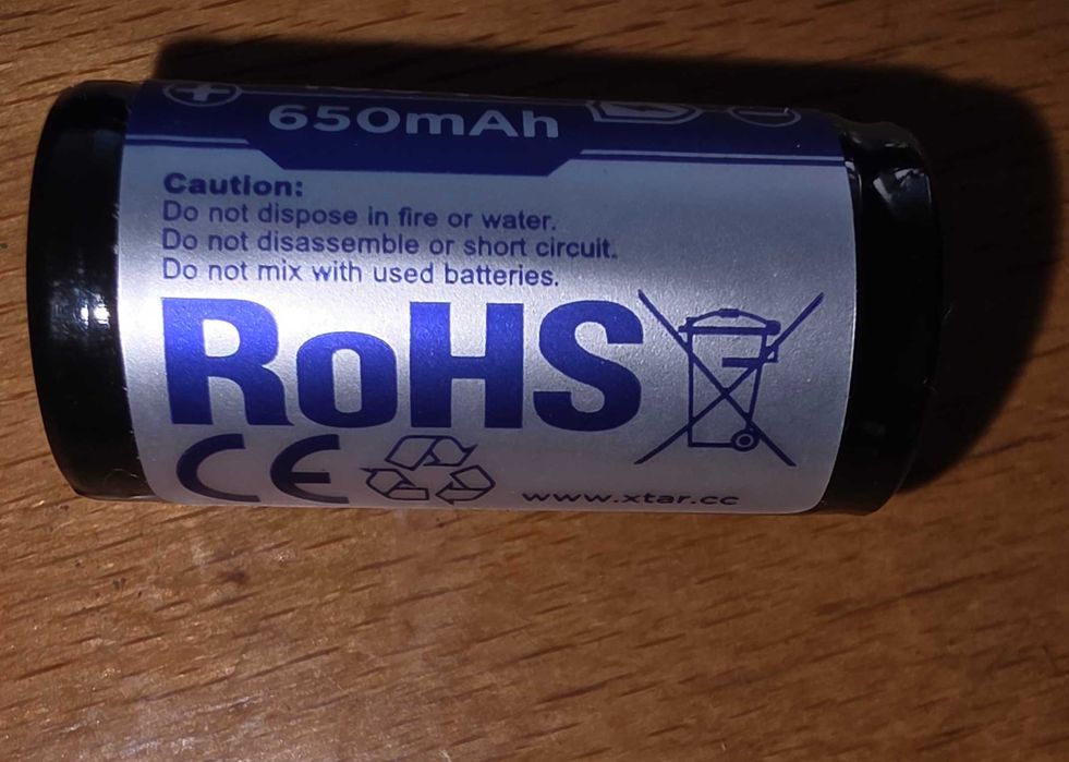 Нова презареждаема Йонно-Литиева Батерия Xtar 16340 650mAh