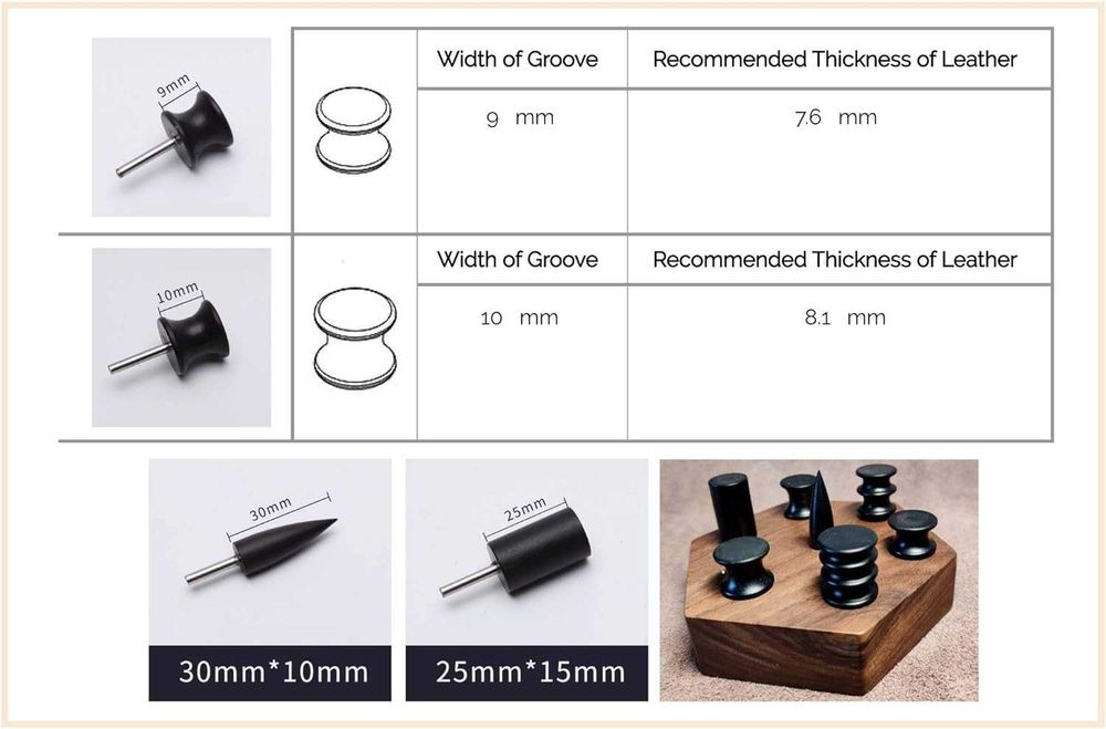 Set profesional burnisher electric pielarie, curele, piele vegetala