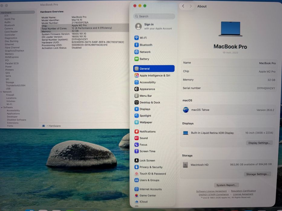 MacBook Pro 16" M2 PRO 12-Core CPU, 19-Core GPU, 32GB RAM, 1TB SSD