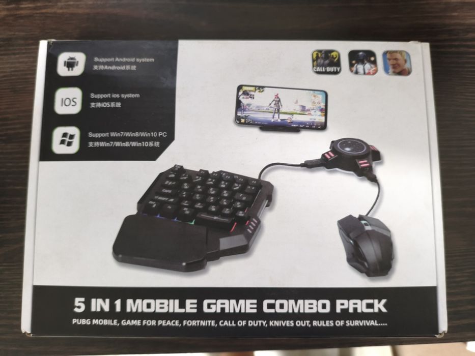 Игровой комплект 5 в 1 для смартфона | Клавиатура, мышь, конвертер, де