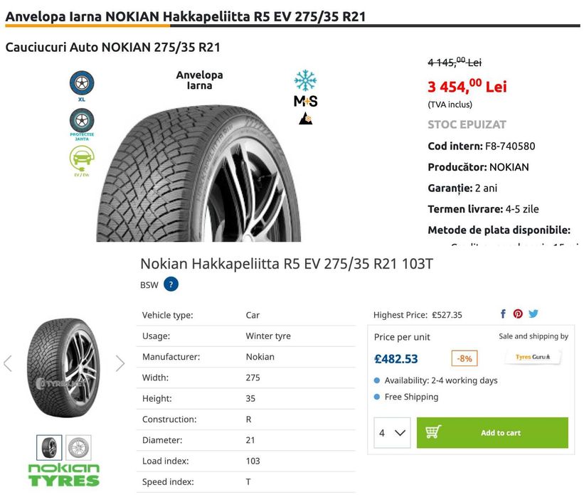 Roti iarna '21 Tesla Uberturbine anvelope Nokian 255/35 R21 275/35/R21