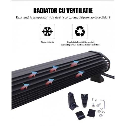 Bara proiectoare LED Auto Offroad, 72W, 5280 Lumeni, 36 cm, Flood Beam