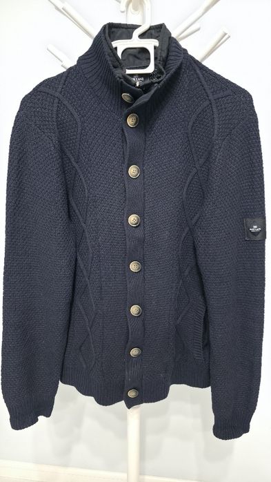 Cardigan/jacheta tricotata barbati, 50% lana, bleumarin Park Lane, M