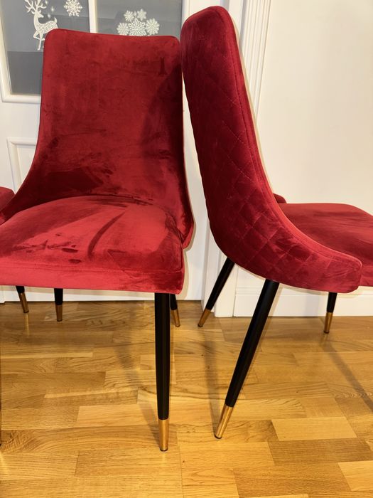 Scaune lemn masiv catifea -4 bucati