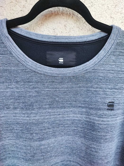 Pulover G-Star Raw gri-albăstrui melanj, bumbac, mărimea M