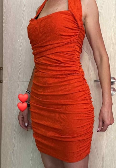 Рокля ZARA  еластична,оранжева,по тялото