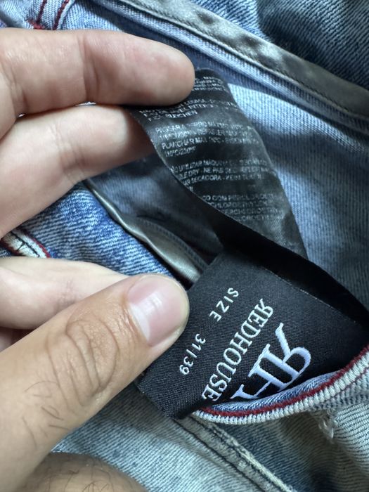 Blugi moto / biker Redhouse distressed cu fermoar la gleznă – Mărimea 31