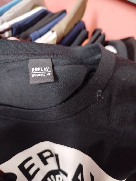 Оригинална тениска Replay L нова мъжка черна памучна