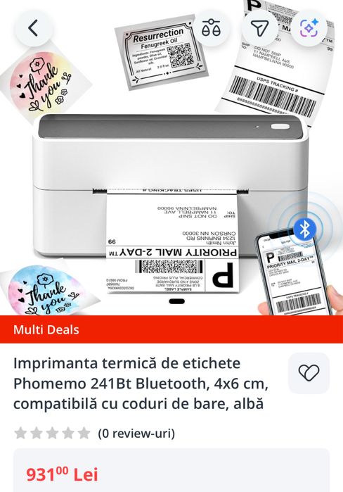 Imprimantă Termică etichete Bluetooth Phomemo PM241-BT