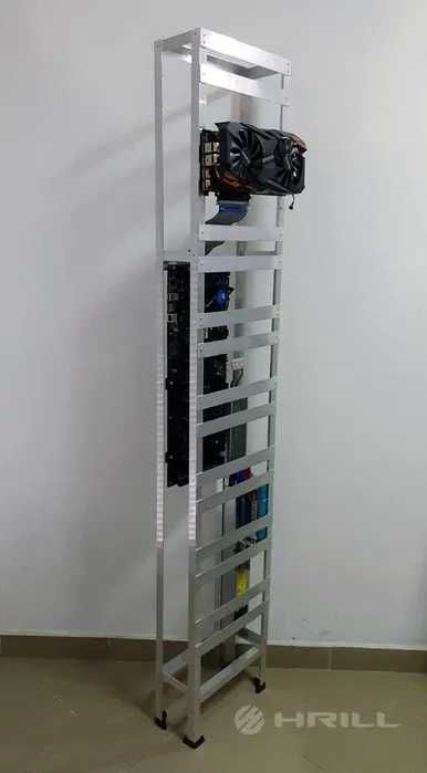 Стойка за AI компютър майнинг алуминиева рамка кейс шаси риг кутия