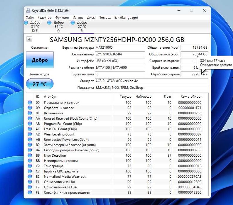 Продавам INTEL SSD PRO 5400s Series 180 GB и Samsung SSD 192 и 256 GB