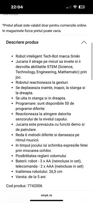 Jucarie “smart robot”