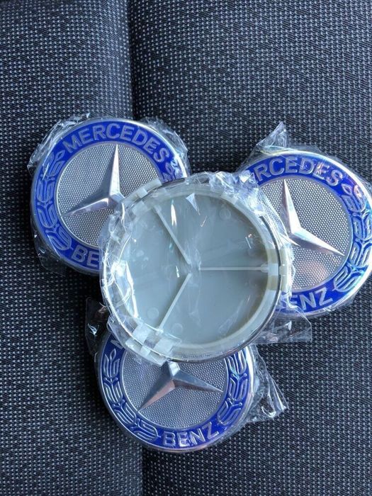 Set Capace Roti/Jante Mercedes Class albastru negru 75mm A C E S CLK