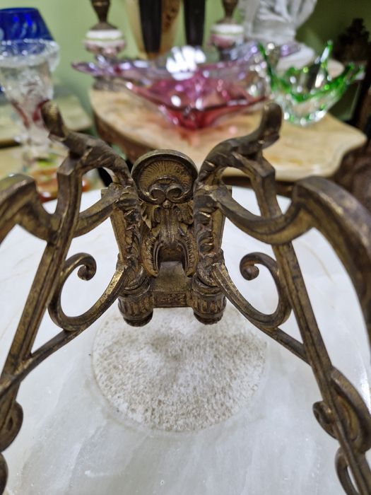 Рядък уникален антикварен френски бронзов свещник за пиано