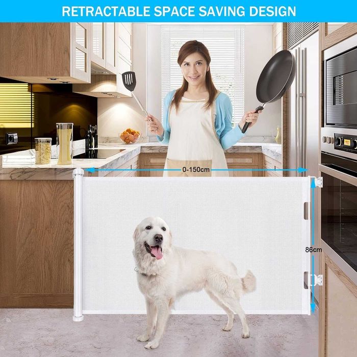 Poarta de siguranta copii extensibila 150 cm, Alb, Livrare Gratuita