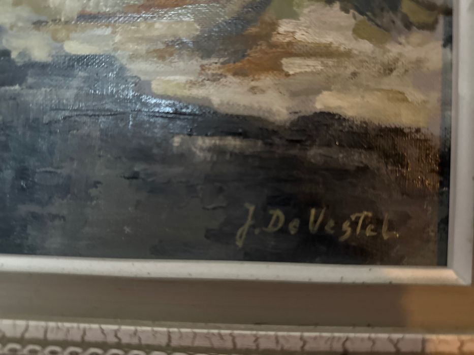 Живописна картина – зимен пейзаж с канал