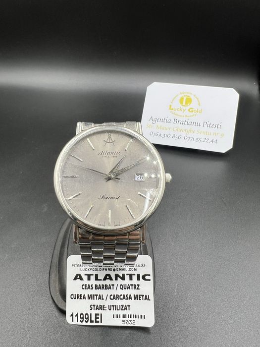 Ceas Atlantic quartz, curea metal cod 5032