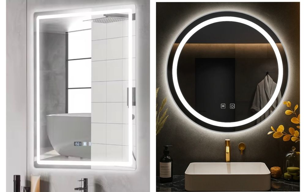 Oglinda cu iluminare LED Rotunda și dreptunghiulara cu Dezaburire, NOI