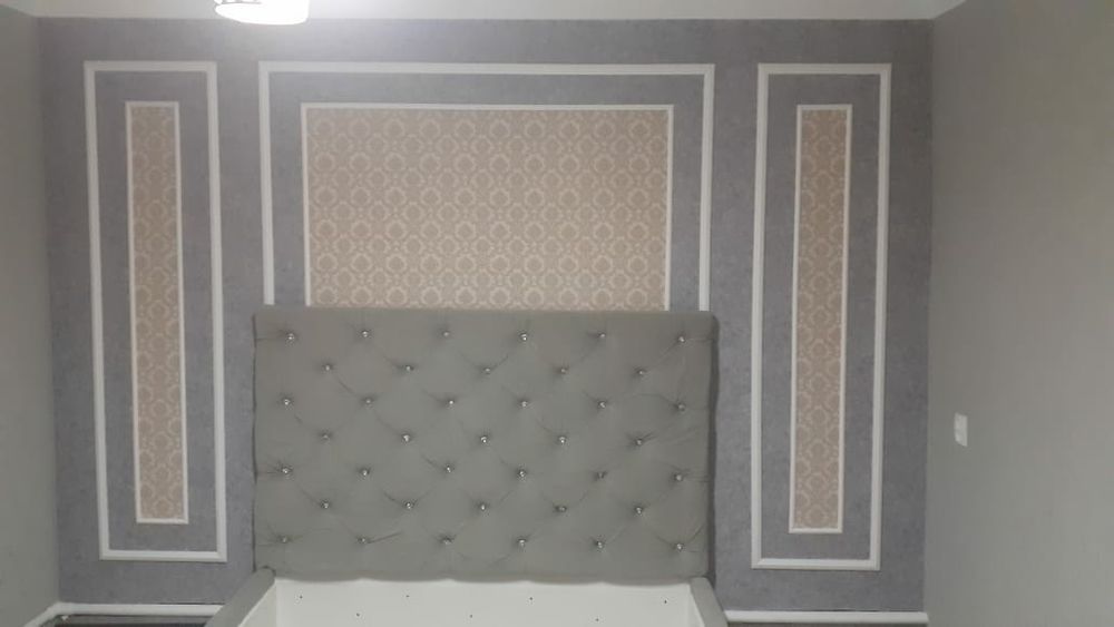 Клеим обои, галтели..