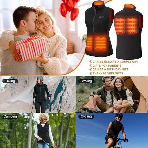 Дамска отопляема жилетка от полар, батерия 10000 mAh, 5 зони, М