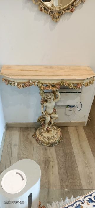 Mobilă sculptata lemn masiv cu blat de marmură naturală anii 1920