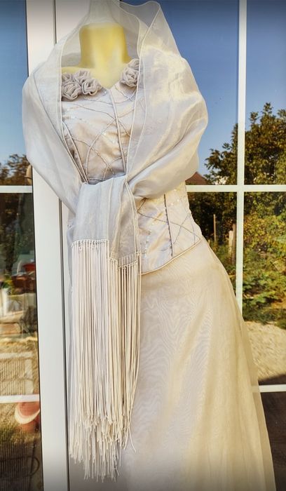 Rochie eleganta creatie unica model unicat XS S Gri Perlat