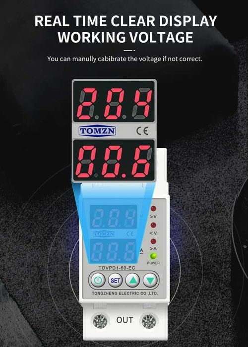 TOMZN 63A Защитно устройство за пренапрежение, цифрово реле за защита