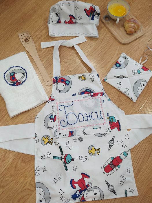 Готварски комплект престилка и шапка за деца