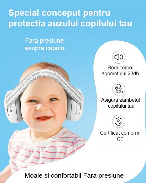 Casti Antifonice 2 in 1 pentru Copii si Bebelusi, Pana la 4 Ani