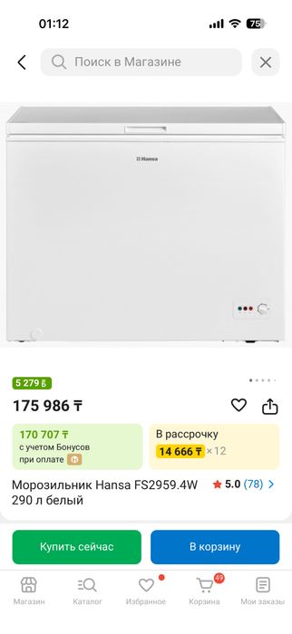 Морозильник Hansa 290 L