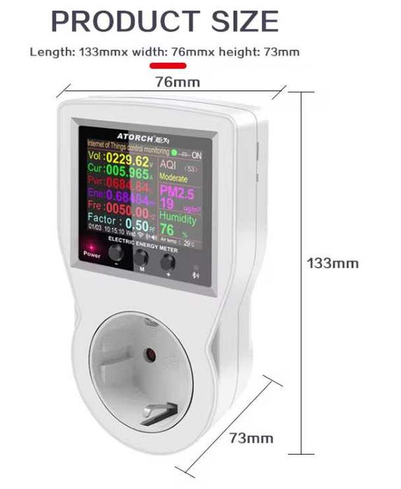 Priza protectie suprasarcina WIFI smart meter 16A TUYA