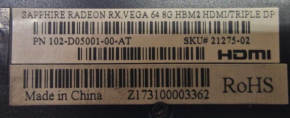 AMD Radeon Vega64 8GB DDR5 със 3 месеца гаранция