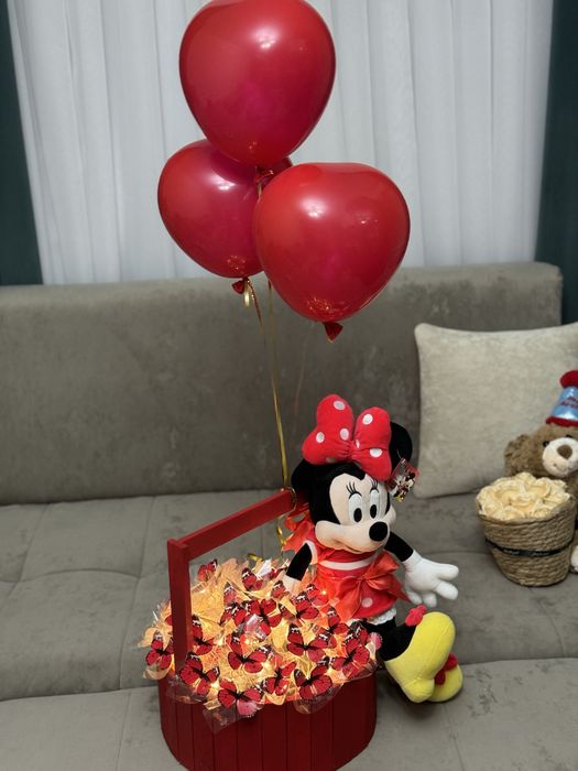 Kapalakli buket Minnie mouse bilan, ajoyib sovga, букет на 8 марта