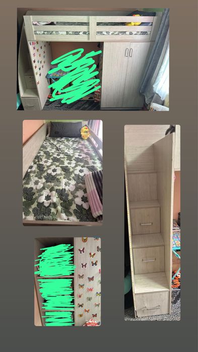 Кровать с шкафом и полочками