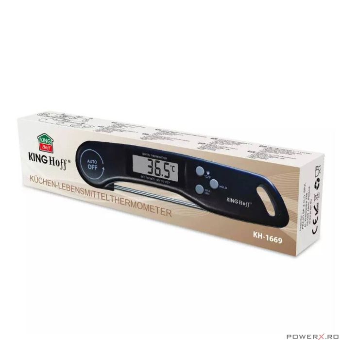 Termometru electronic de bucatarie, negru, KingHoff