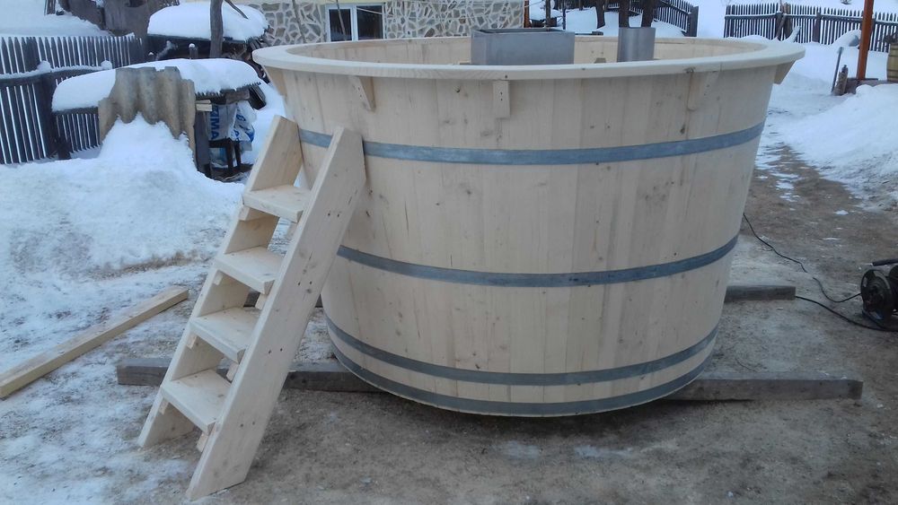 Ciubar | Hot Tube | Piscina | Cada din lemn cu soba din inox