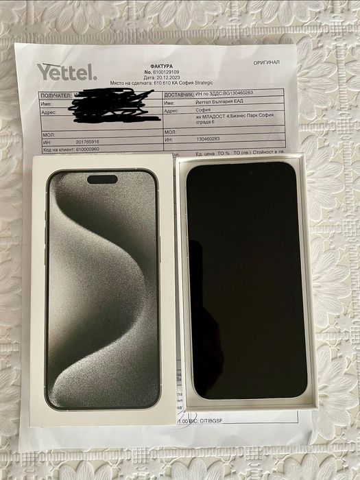 iPhone 15 pro max white titanium 256gb 1год.гаранция.Батерия на 100%!